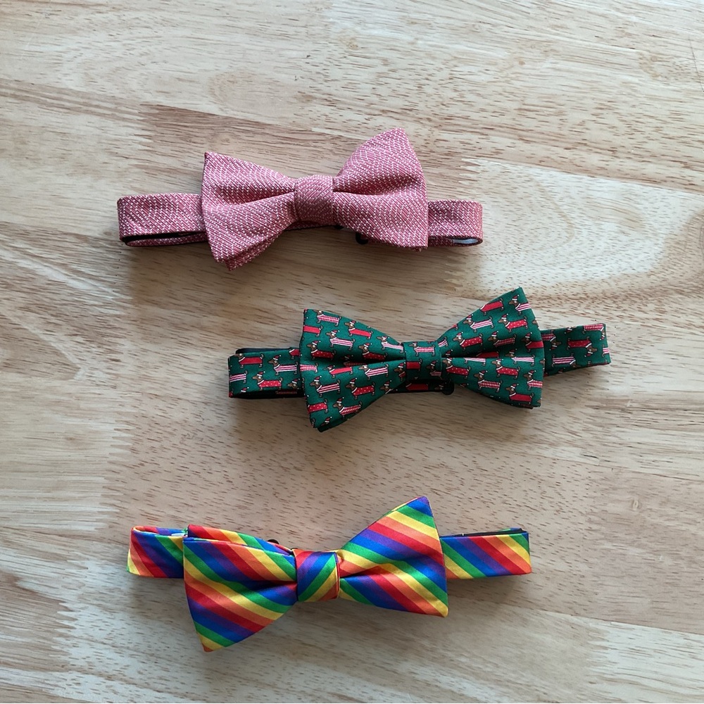 Lot x3 Men Pre-tied Bow Ties Green Christmas dachshund Dog Rainbow Pride Red
